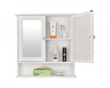 FaFurn 2-Door Wall Mounted Medicine Cabinet Bathroom Mirror with Shelf - White