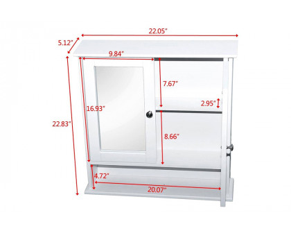 FaFurn 2-Door Wall Mounted Medicine Cabinet Bathroom Mirror with Shelf - White