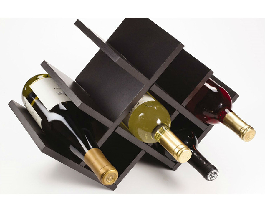 FaFurn - 8-Bottle Mariposa Wine Rack Modern Design Dark Brown Finish