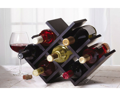 FaFurn - 8-Bottle Mariposa Wine Rack Modern Design Dark Brown Finish