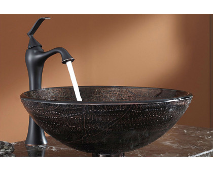 FaFurn - Modern 16.5 Inch Round Copper Color Glass Vessel Sink