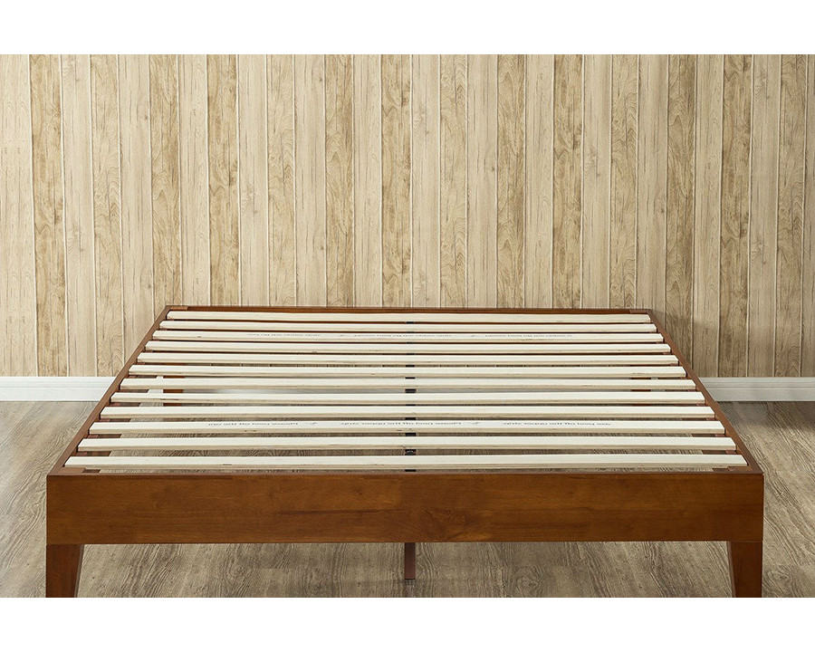 FaFurn - King Size Modern Low Profile Solid Wood Platform Bed Frame in Cherry Finish