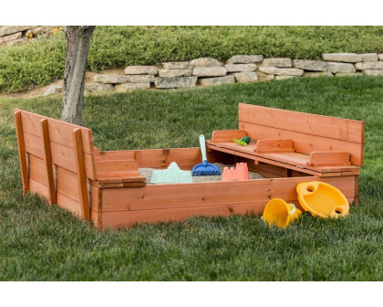 FaFurn - Sturdy Brown Cedar Kids Complete Seated Bench Sandbox