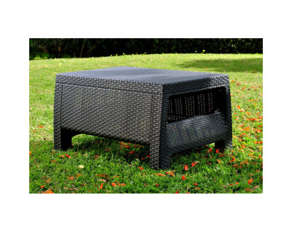 FaFurn™ Coffee Table - Black, Plastic Rattan