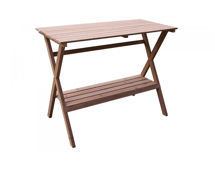 FaFurn - Indoor Outdoor Wood Potting Bench Garden Table with Lower Shelf