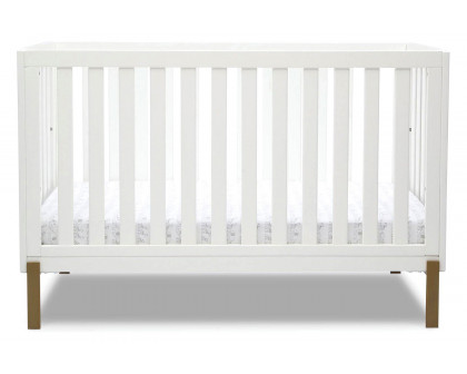 FaFurn Modern Contemporary Convertible Crib Toddler Bed - White/Gold Bronze