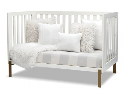 FaFurn Modern Contemporary Convertible Crib Toddler Bed - White/Gold Bronze