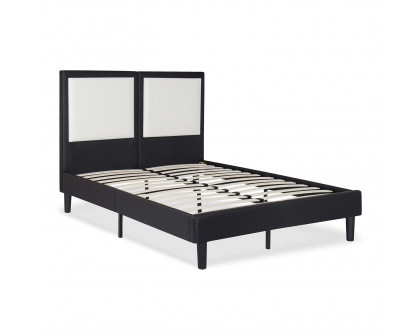 FaFurn - King Size Platform Bed Frame with 50-in Tall Headboard in Leather