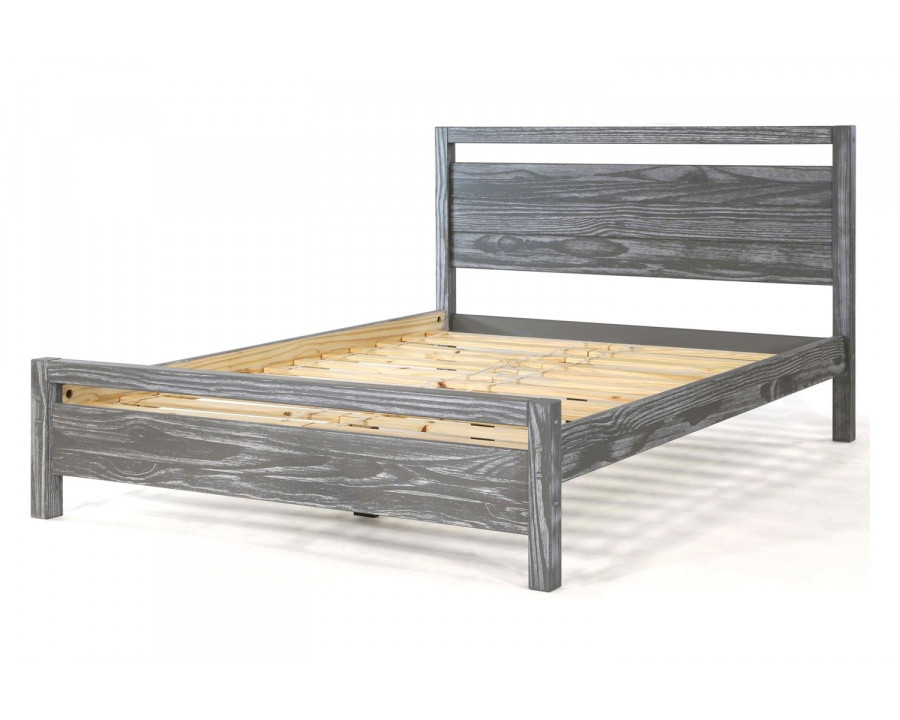 FaFurn Farmhouse Traditional Rustic Platform Bed - Gray, King Size