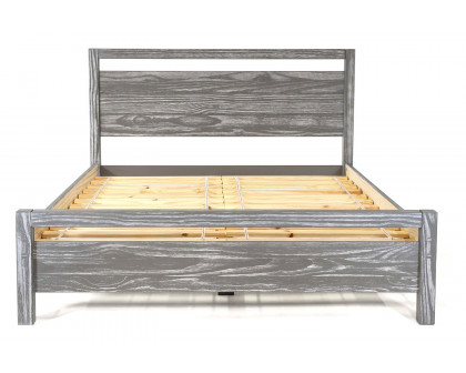 FaFurn Farmhouse Traditional Rustic Platform Bed - Gray, King Size