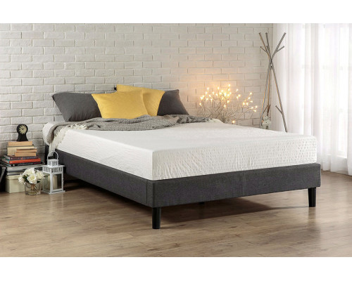 FaFurn - King Size Modern Gray Upholstered Padded Platform Bed Fame