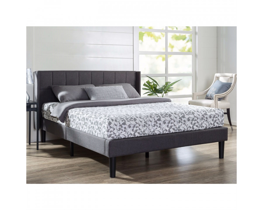 FaFurn - King Size Platform Bed Frame with Wingback Headboard