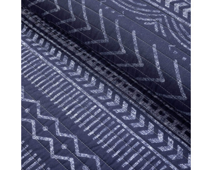 FaFurn King Size Scandinavian Reversible Quilt Set - Navy Blue/White, Cotton