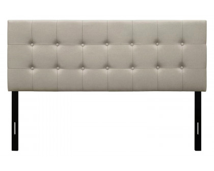 FaFurn Contemporary Button-Tufted Headboard in Upholstered Fabric - Beige, King Size