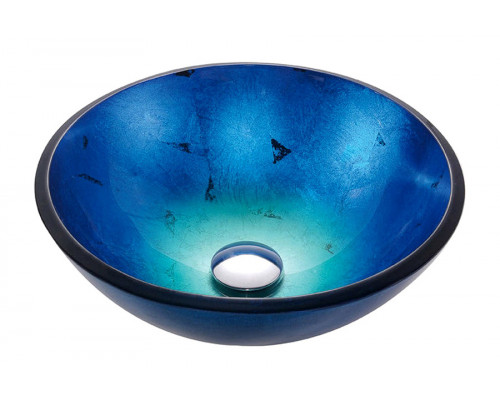 FaFurn - Round Blue Tempered Glass Vessel Bathroom Sink