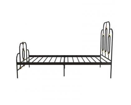 FaFurn - King Size Platform Bed Frame in Black/Gold, Metal