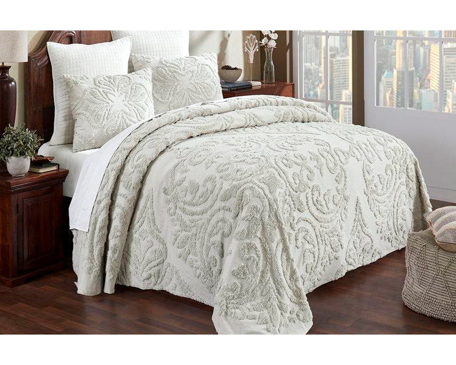 FaFurn King Size 3-Piece Coverlet Bedspread Set - Ivory, Cotton