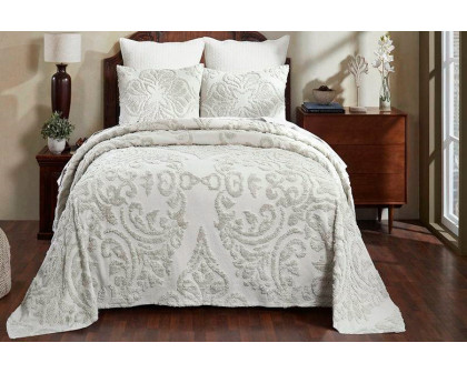 FaFurn King Size 3-Piece Coverlet Bedspread Set - Ivory, Cotton