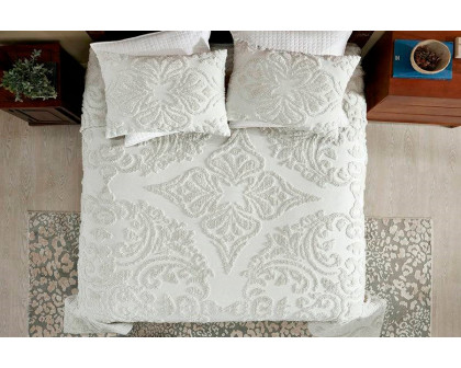 FaFurn King Size 3-Piece Coverlet Bedspread Set - Ivory, Cotton