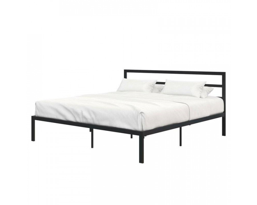 FaFurn - King Size Platform Bed Frame with Headboard Included in Black, Metal