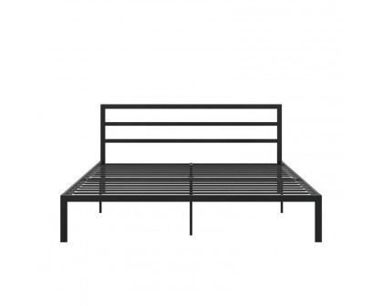 FaFurn - King Size Platform Bed Frame with Headboard Included in Black, Metal