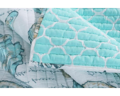 FaFurn - Coastal Seashells 3 Piece Polyester Reversible Quilt Set