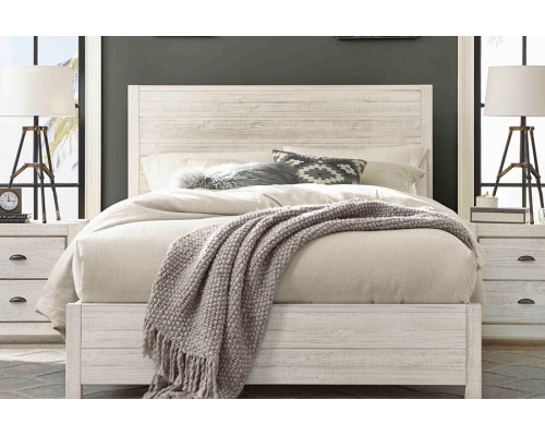 FaFurn Farmhome Solid Pine Platform Bed - Off White, King Size