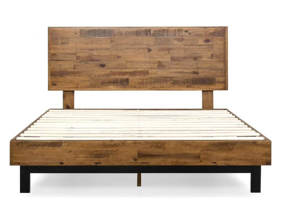 FaFurn - Farmhome Low Profile Pine Slatted Platform Bed