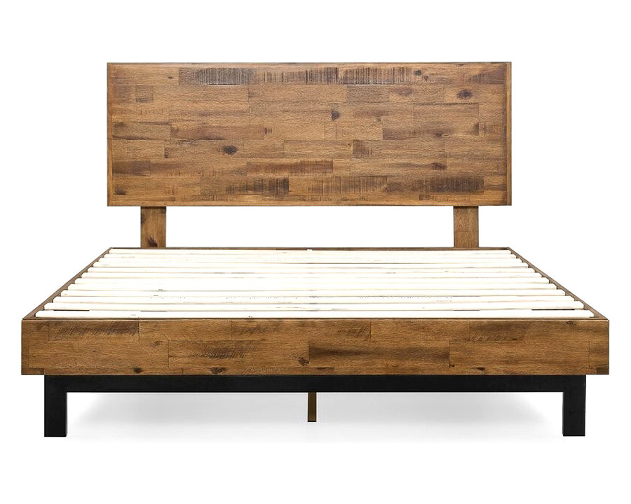 FaFurn Farmhome Low Profile Pine Slatted Platform Bed - King Size