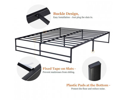 FaFurn King Size Platform Bed with Under-Bed Storage Space - Black, Metal