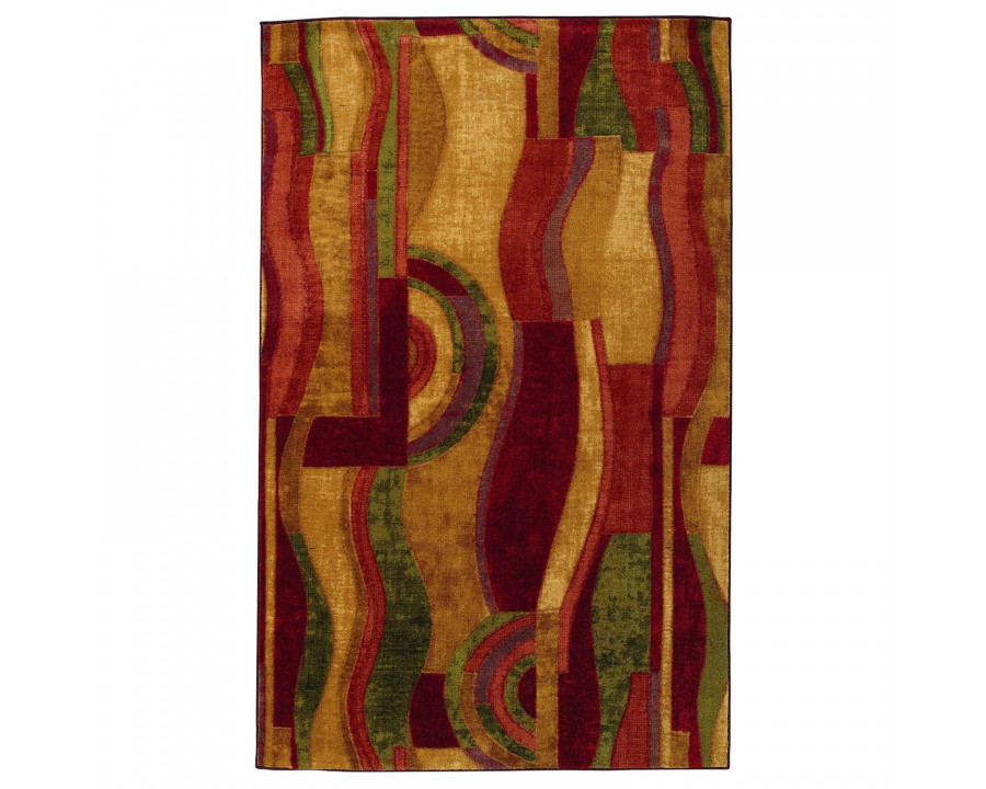 FaFurn - Abstract Rug with Wine Green and Yellow Colors