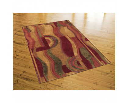 FaFurn - Abstract Rug with Wine Green and Yellow Colors