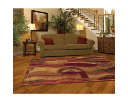 FaFurn - Abstract Rug with Wine Green and Yellow Colors