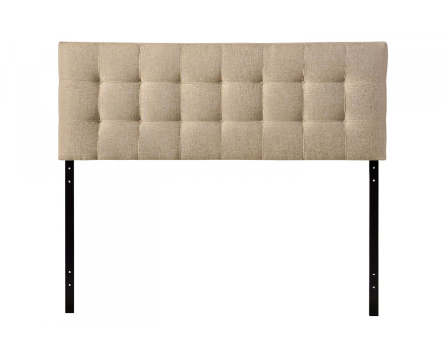 FaFurn - King Size Beige Fabric Upholstered Mid-Century Style Headboard