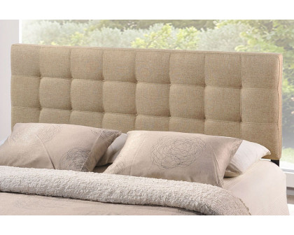 FaFurn - King Size Beige Fabric Upholstered Mid-Century Style Headboard