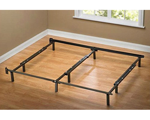 FaFurn - King Size 9-Leg Adjustable Metal Bed Frame with Headboard Brackets