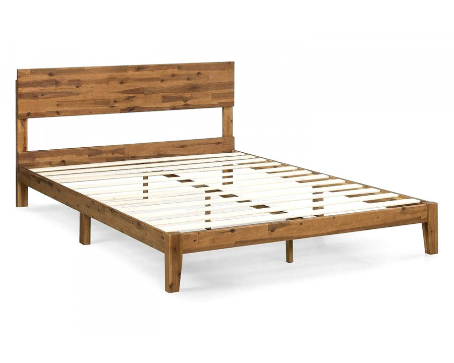 FaFurn - King Size Modern Wood Platform Bed Frame with Headboard in Medium Brown