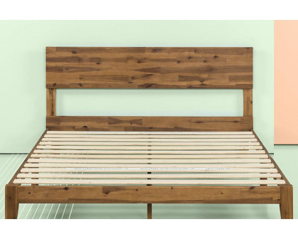 FaFurn - King Size Modern Wood Platform Bed Frame with Headboard in Medium Brown