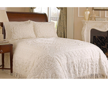 FaFurn - 100% Cotton Chenille Bedspread with 2 Pillow Shams