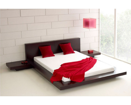 FaFurn - Modern Japanese Style Platform Bed with Headboard and 2 Nightstands