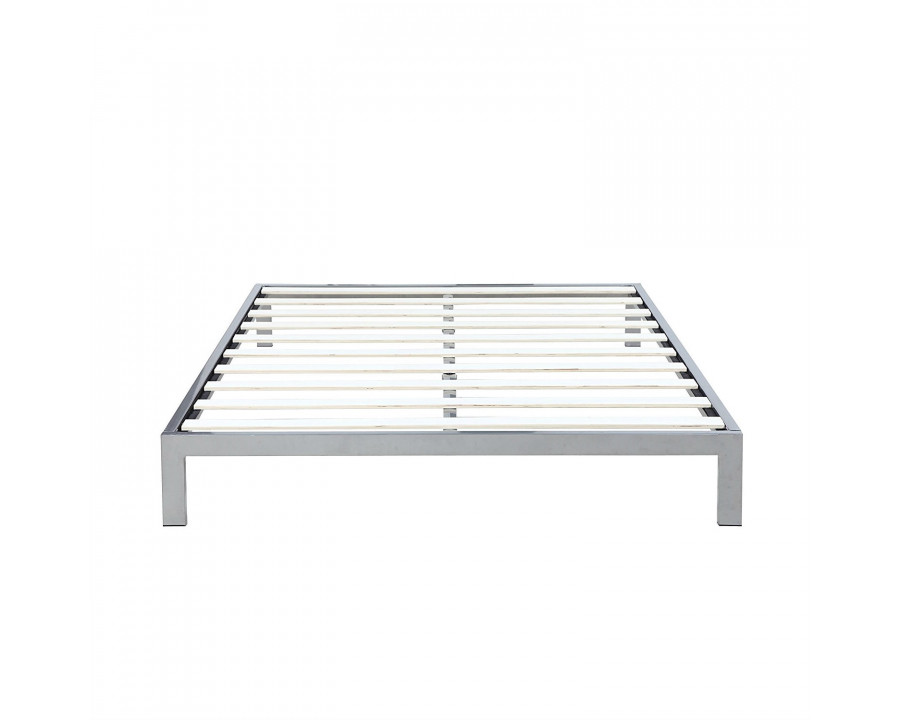 FaFurn - King Size Platform Bed Frame in Silver, Metal