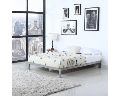 FaFurn - King Size Platform Bed Frame in Silver, Metal