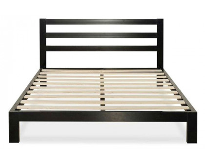 FaFurn Heavy Duty Metal Platform Bed Frame with Headboard and Wood Slats - King Size