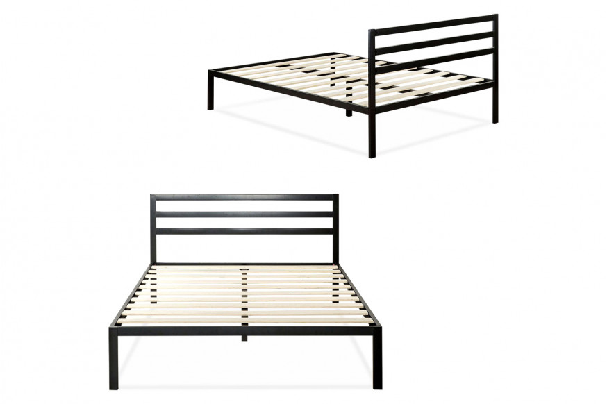 FaFurn™ Metal Platform Bed Frame with Headboard and Wood Slats - King Size