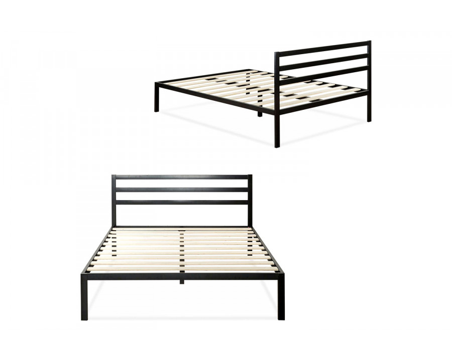 FaFurn Metal Platform Bed Frame with Headboard and Wood Slats - King Size