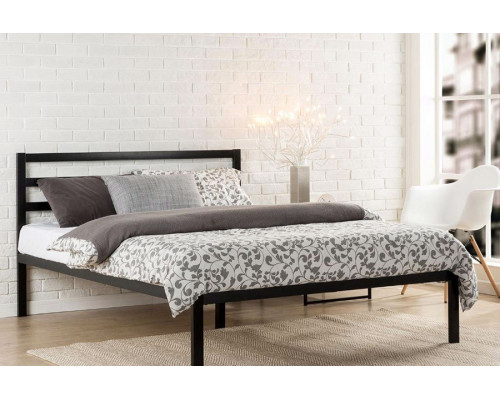 FaFurn Metal Platform Bed Frame with Headboard and Wood Slats - King Size