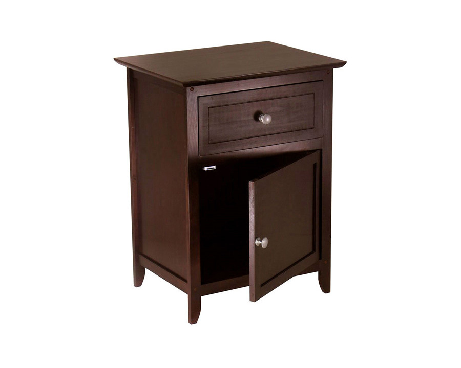 FaFurn Wood Finish 1-Drawer Bedroom Nightstand/End Table - Walnut