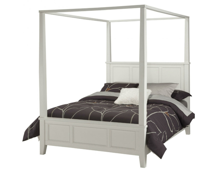 FaFurn - King Size Canopy Bed Frame in White, Wood