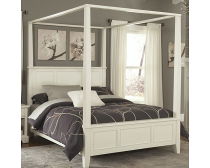 FaFurn - King Size Canopy Bed Frame in White, Wood