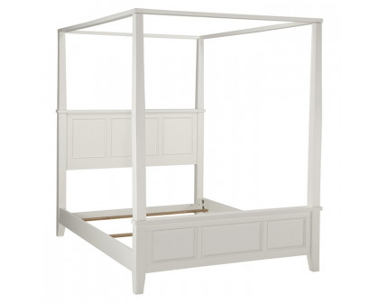 FaFurn - King Size Canopy Bed Frame in White, Wood